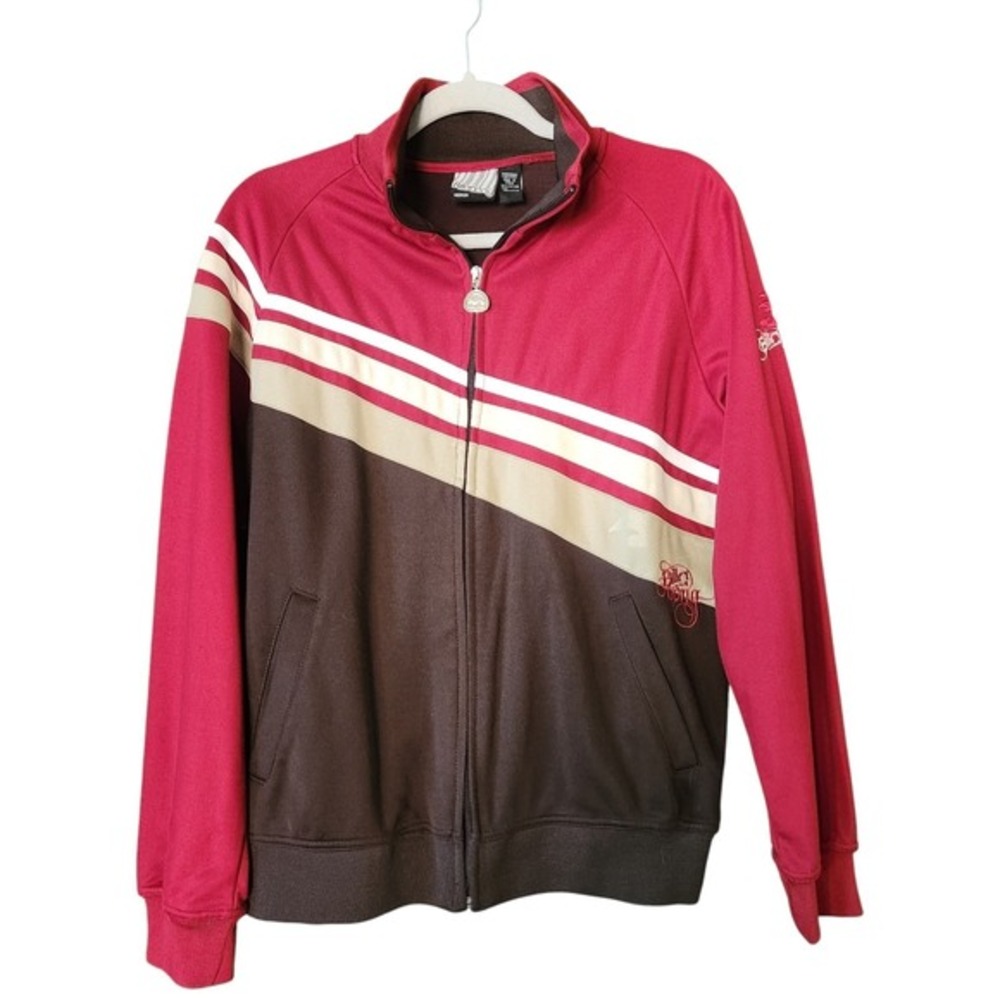 Vintage Y2k Billabong Striped Full Zip Track Jacket M Surf Skate Embroidered